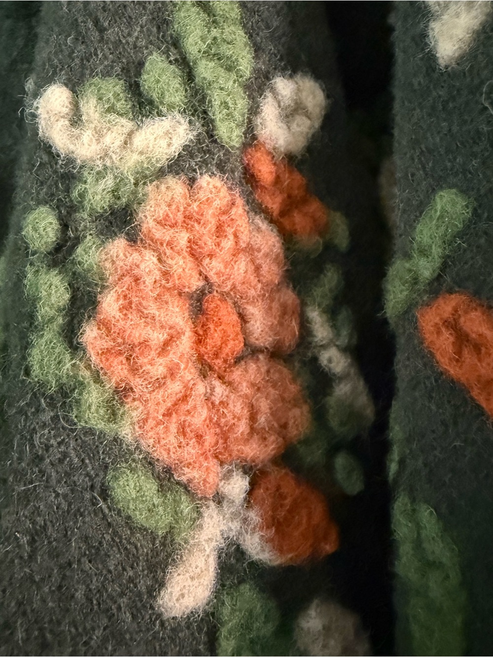Wool-Blend Shawl/Cardigan with Orange Blooms - Picture 4 of 7